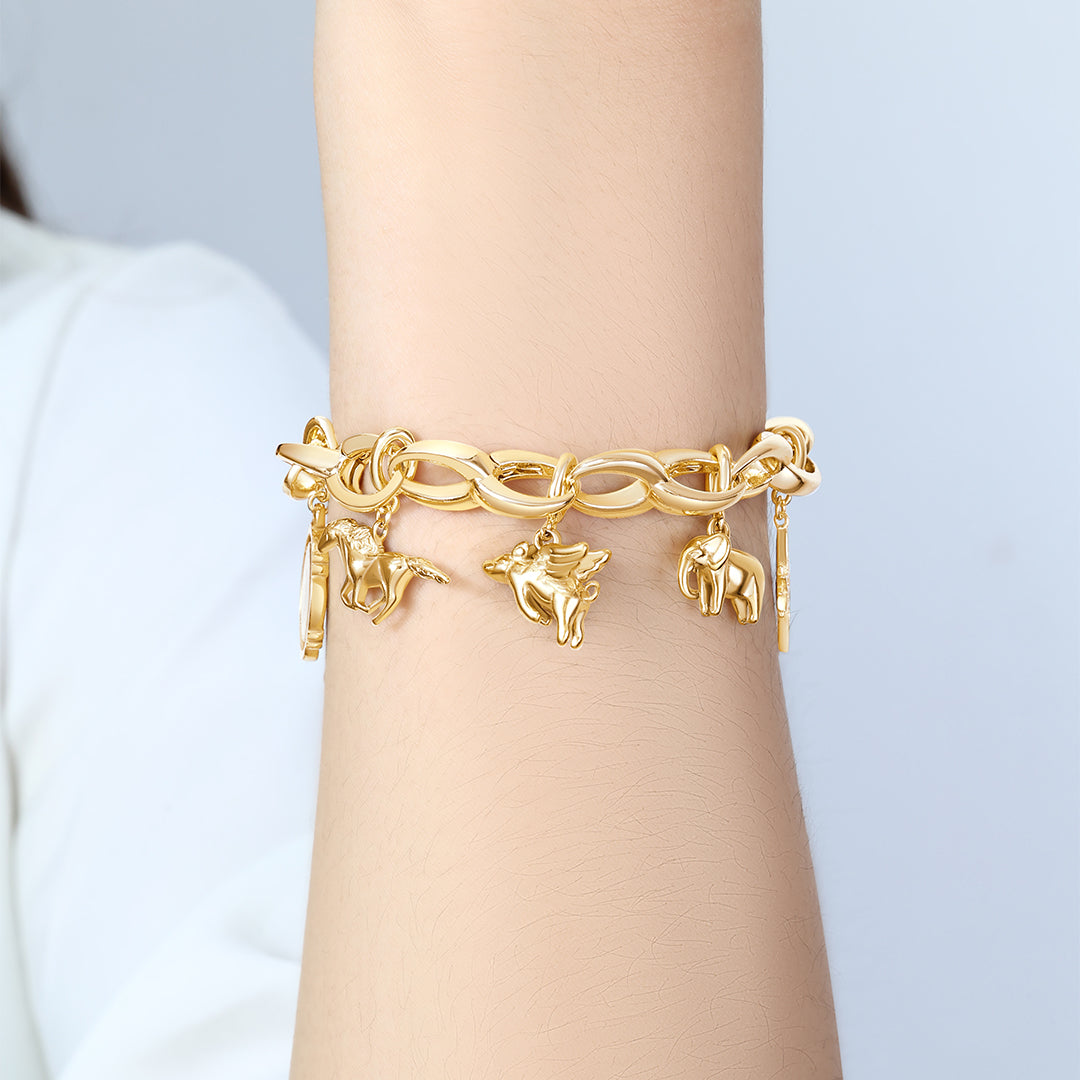 Bold Cable Link Charm Bracelet