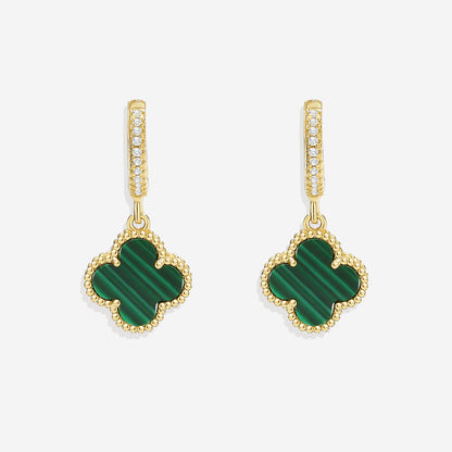 Pave Clover Drop Earrings