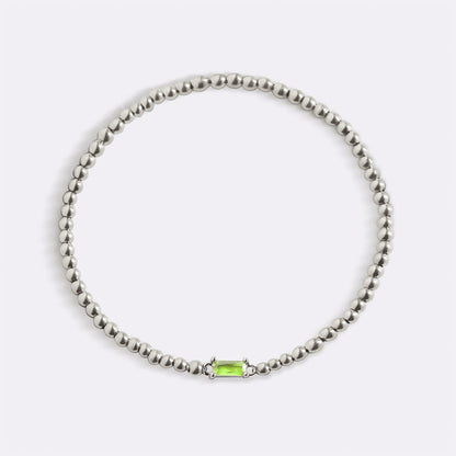 Sterling Silver Beaded Birthstone Bracelet