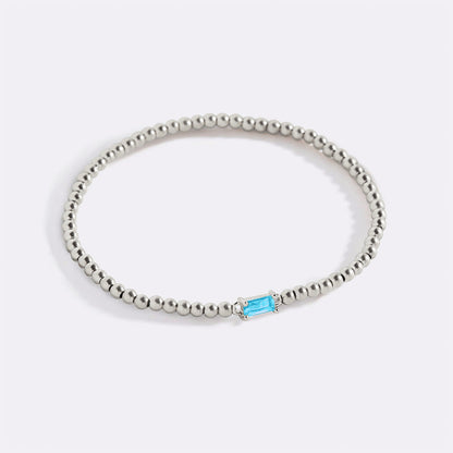 Sterling Silver Beaded Birthstone Bracelet