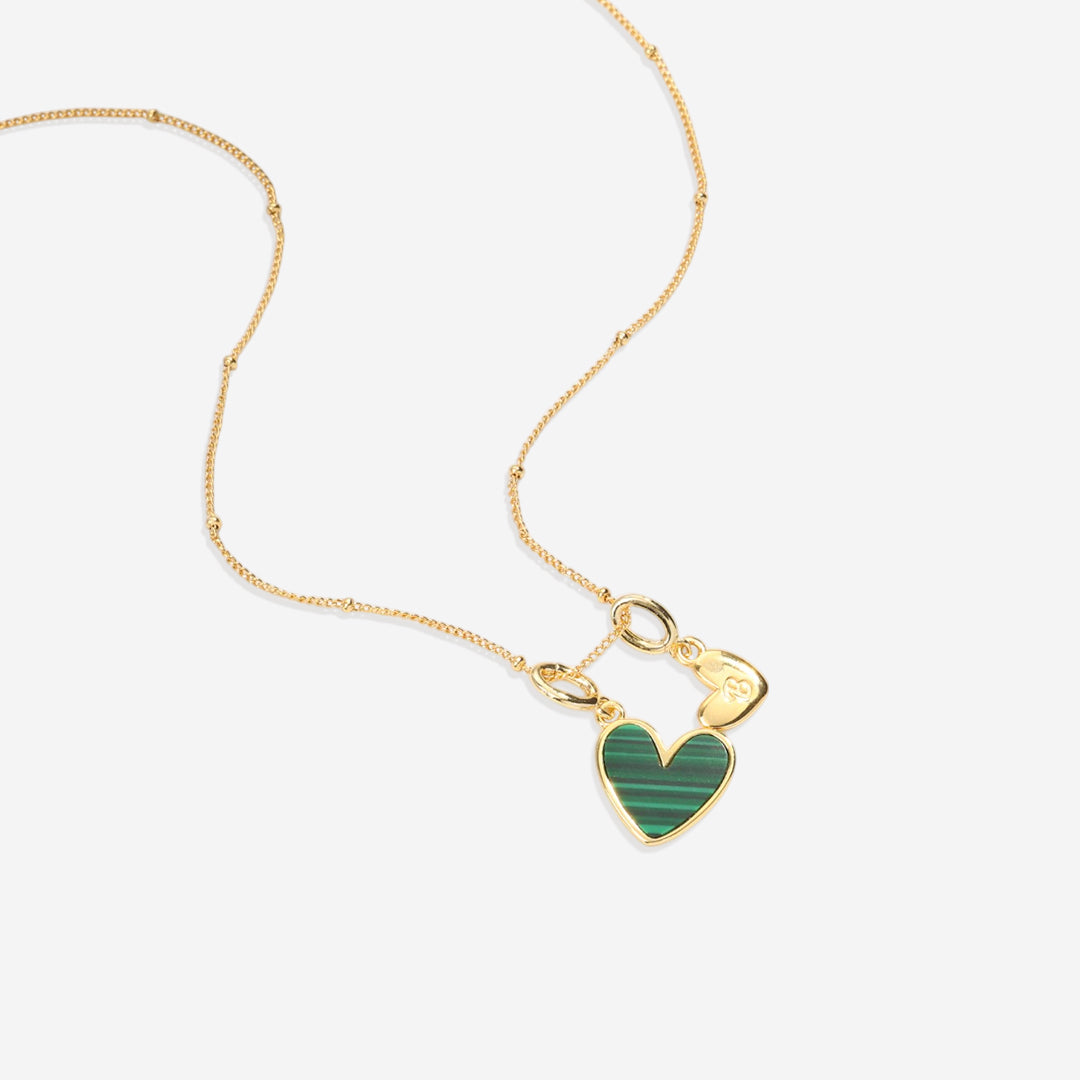 Malachite Heart Initial Necklace