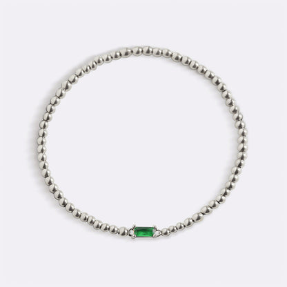 Sterling Silver Beaded Birthstone Bracelet