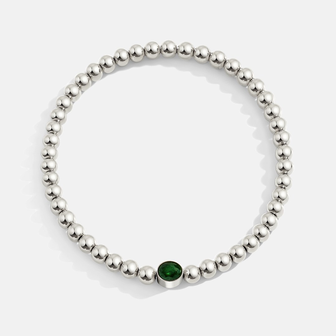 Gold Beaded Bubble Birthstone Bracelet