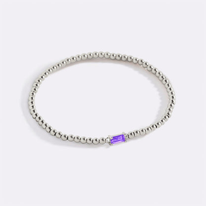 Sterling Silver Beaded Birthstone Bracelet