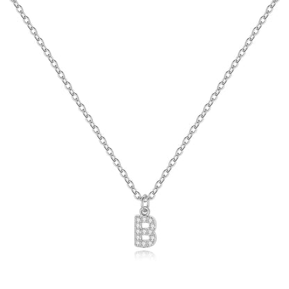 Sterling Silver Pavé Uppercase Initial Necklace