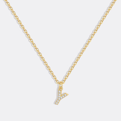 Gold Pavé Uppercase Initial Necklace
