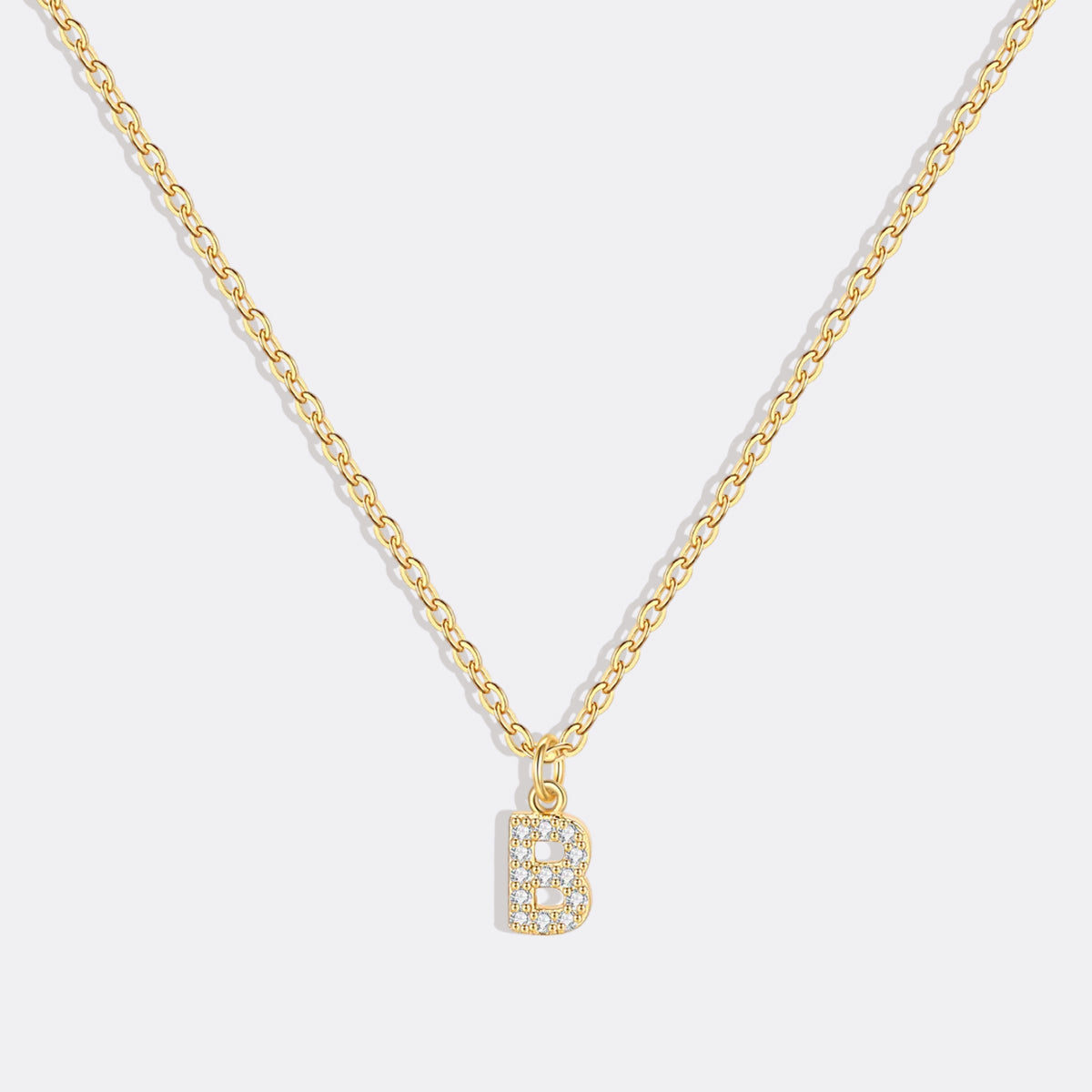 Gold Pavé Uppercase Initial Necklace
