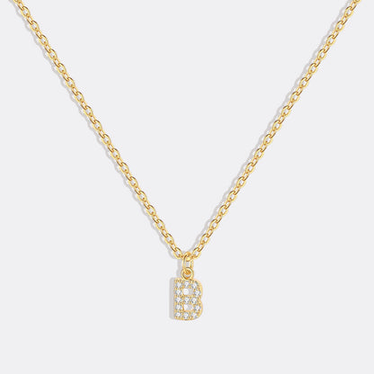 Gold Pavé Uppercase Initial Necklace