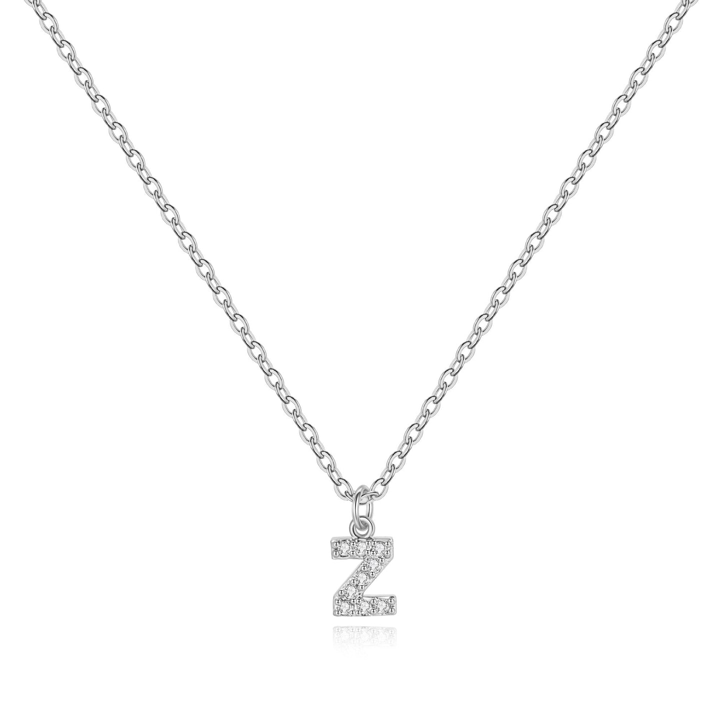 Sterling Silver Pavé Uppercase Initial Necklace