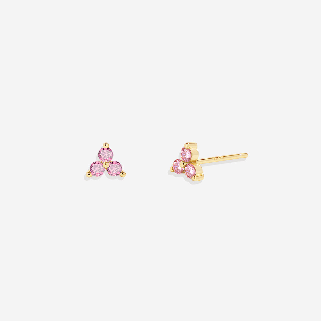 Trinity Birthstone Stud Earrings