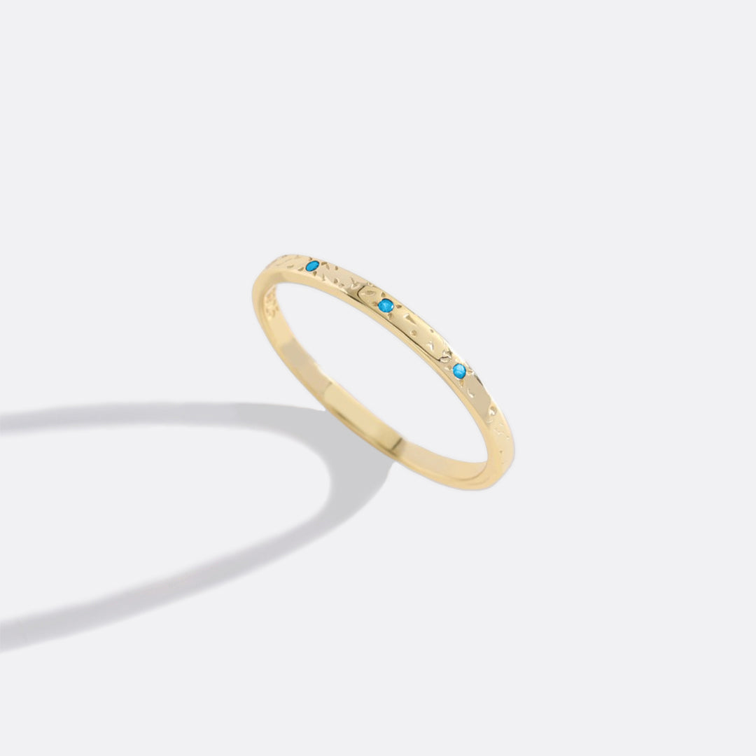Narrow Textured Gold Birthstone Band