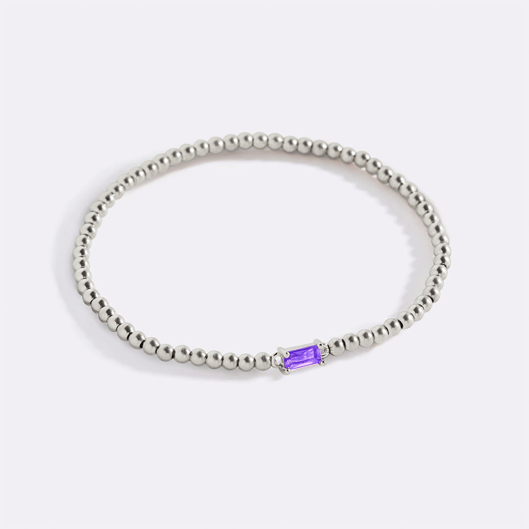 Sterling Silver Beaded Birthstone Bracelet