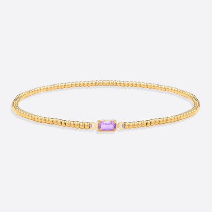 Gold Beaded Birthstone Bracelet