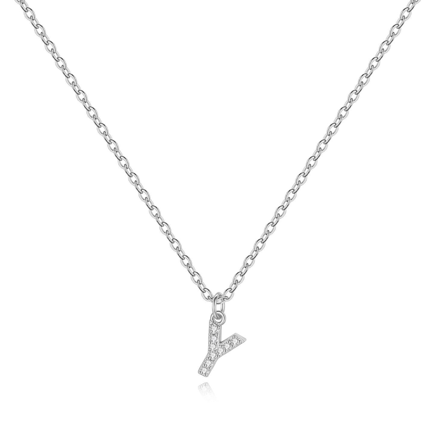 Sterling Silver Pavé Uppercase Initial Necklace