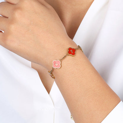 Colorful Clover Custom Name Bracelet