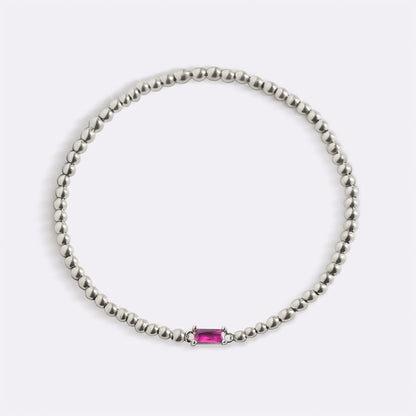 Sterling Silver Beaded Birthstone Bracelet
