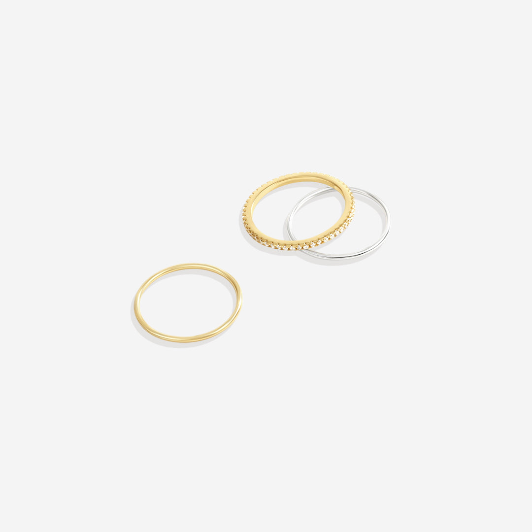 Gold and Silver Stacking Ring Set