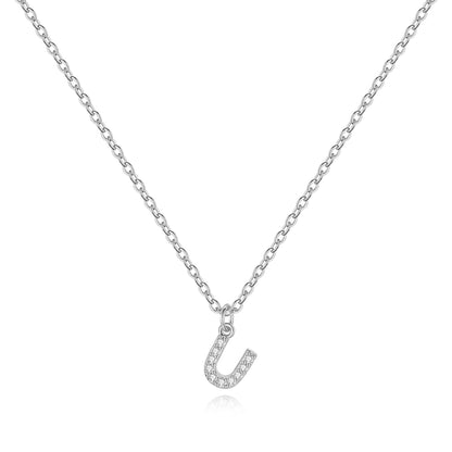 Sterling Silver Pavé Uppercase Initial Necklace