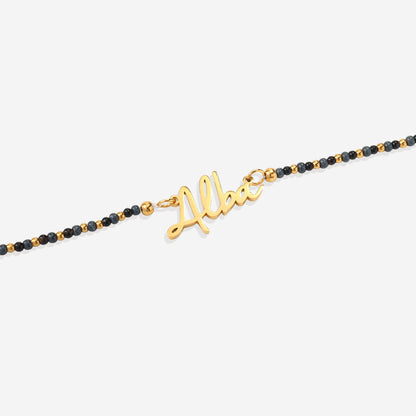 Onyx Beaded Fairy Name Necklace