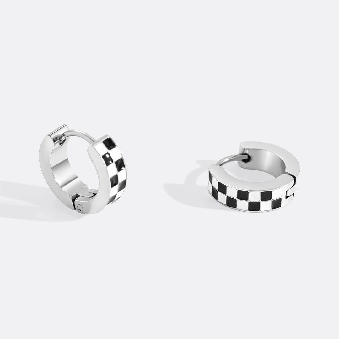 Checkered Hoop Earrings