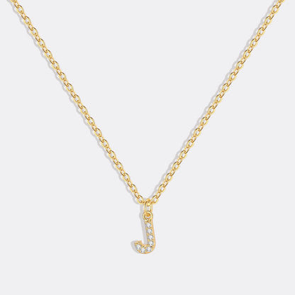 Gold Pavé Uppercase Initial Necklace