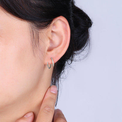 Double Loop Huggie Hoop Earrings