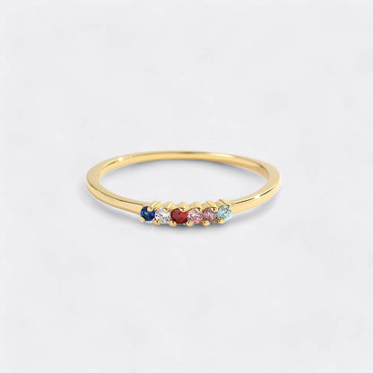 Personalized Dainty Birthstones Ring