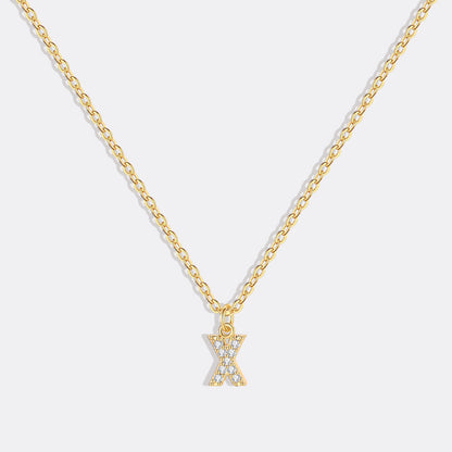 Gold Pavé Uppercase Initial Necklace