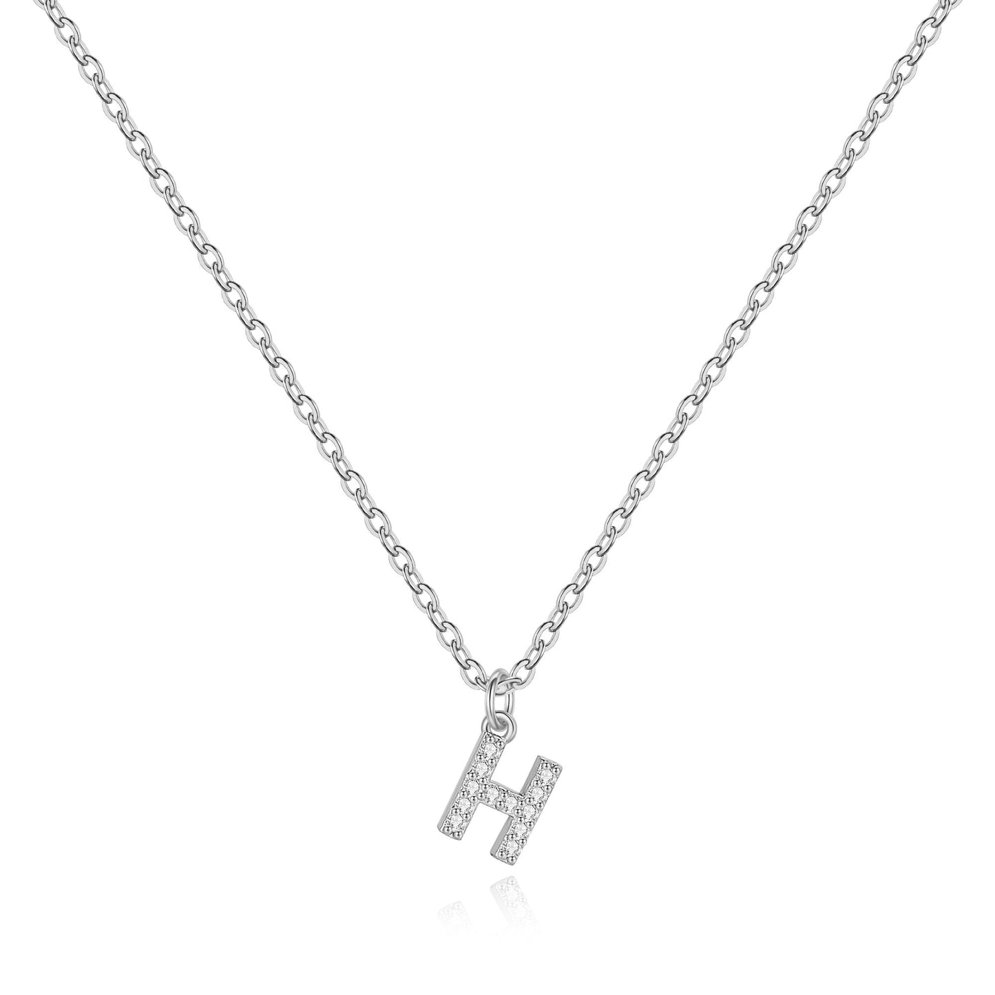 Sterling Silver Pavé Uppercase Initial Necklace