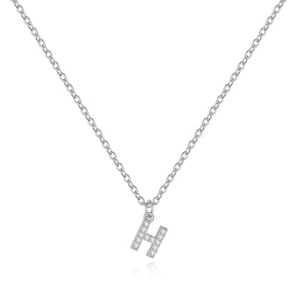 Sterling Silver Pavé Uppercase Initial Necklace