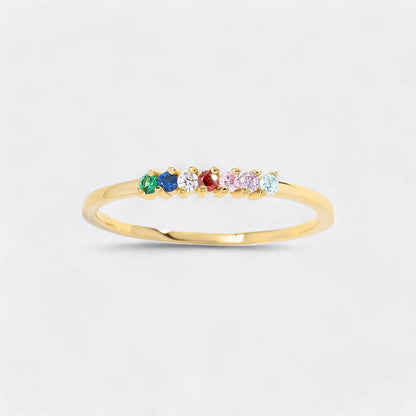 Personalized Dainty Birthstones Ring