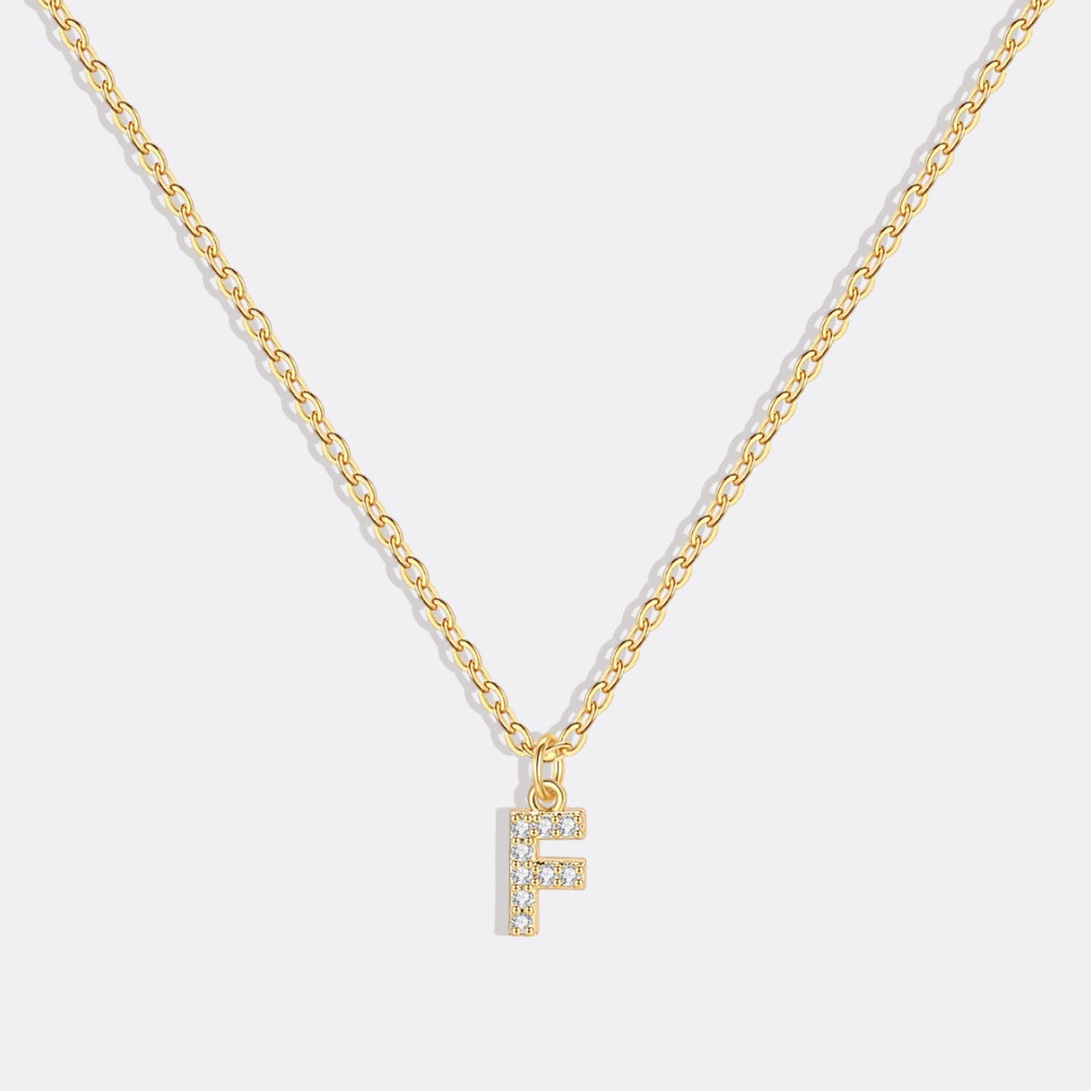 Gold Pavé Uppercase Initial Necklace
