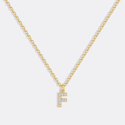 Gold Pavé Uppercase Initial Necklace