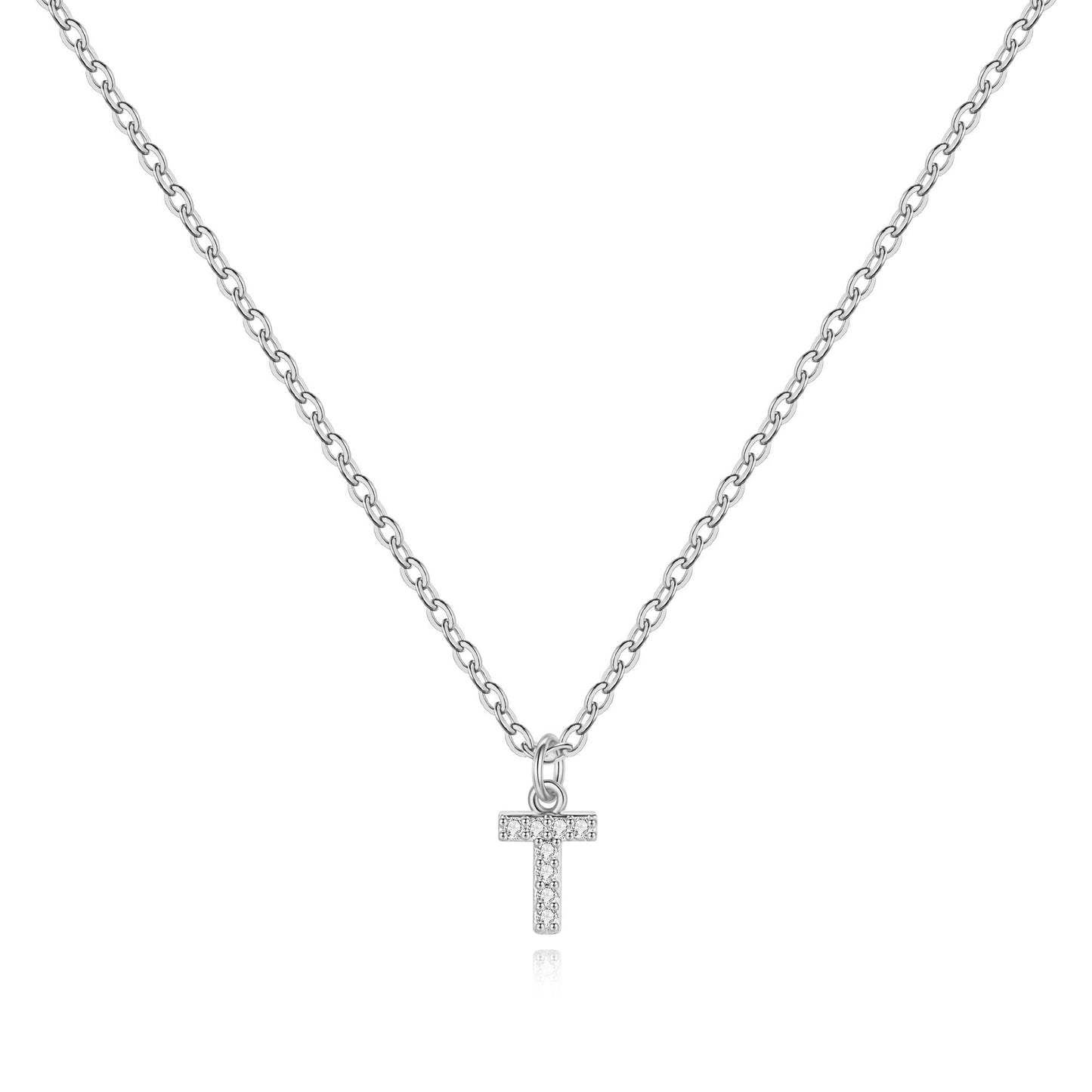 Sterling Silver Pavé Uppercase Initial Necklace