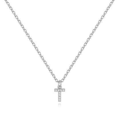 Sterling Silver Pavé Uppercase Initial Necklace
