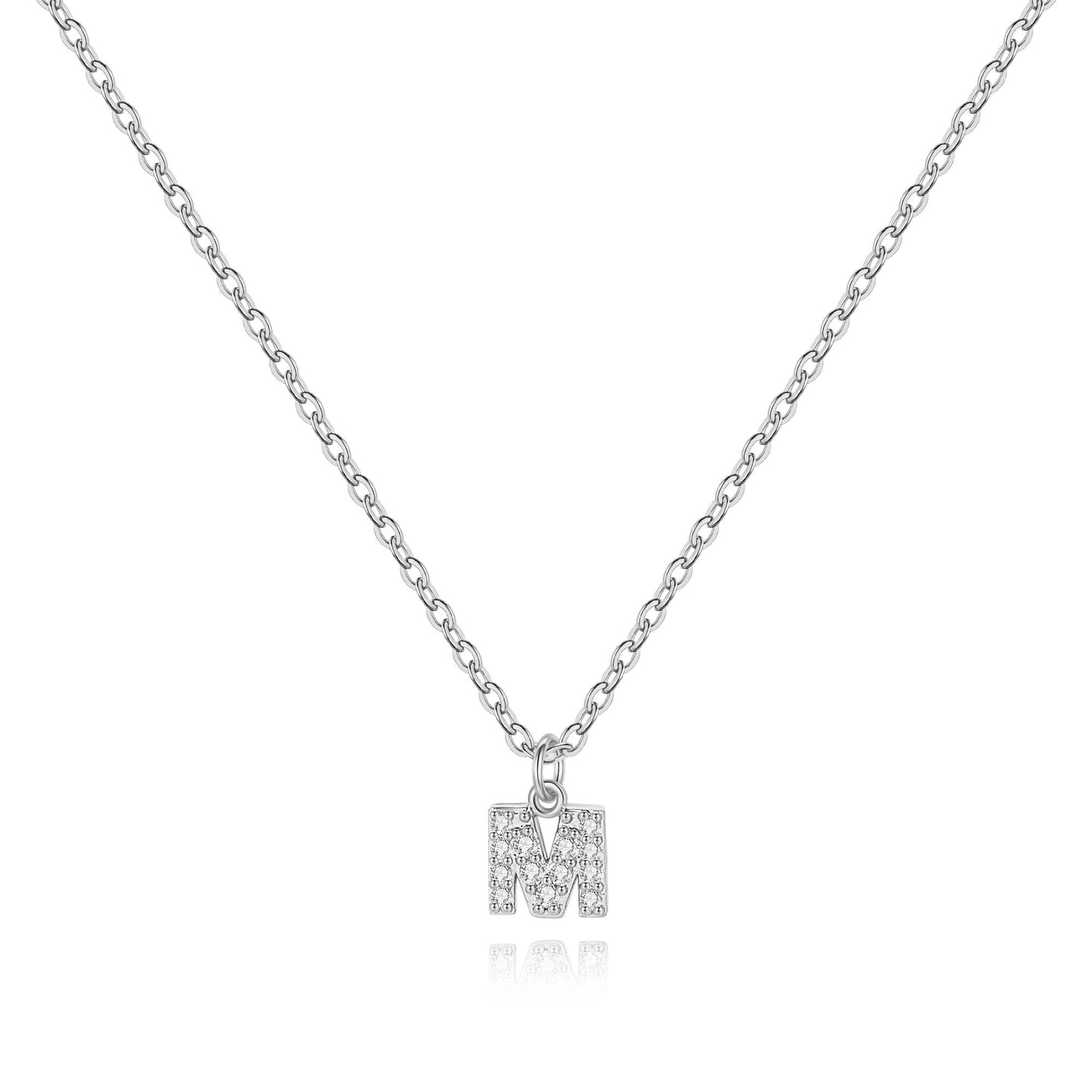 Sterling Silver Pavé Uppercase Initial Necklace