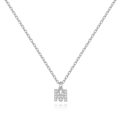 Sterling Silver Pavé Uppercase Initial Necklace