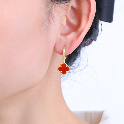 Pave Clover Drop Earrings