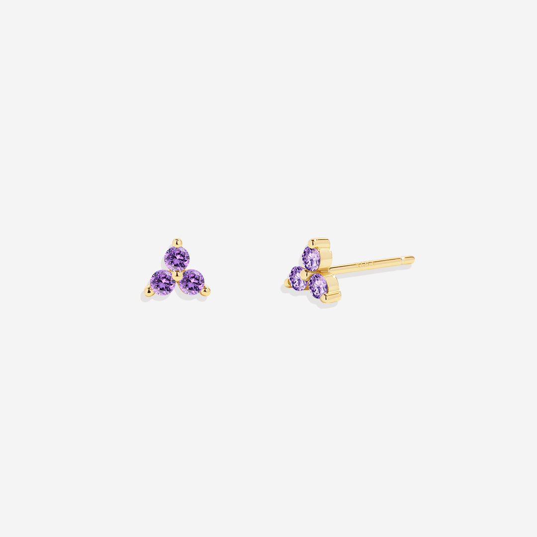 Trinity Birthstone Stud Earrings