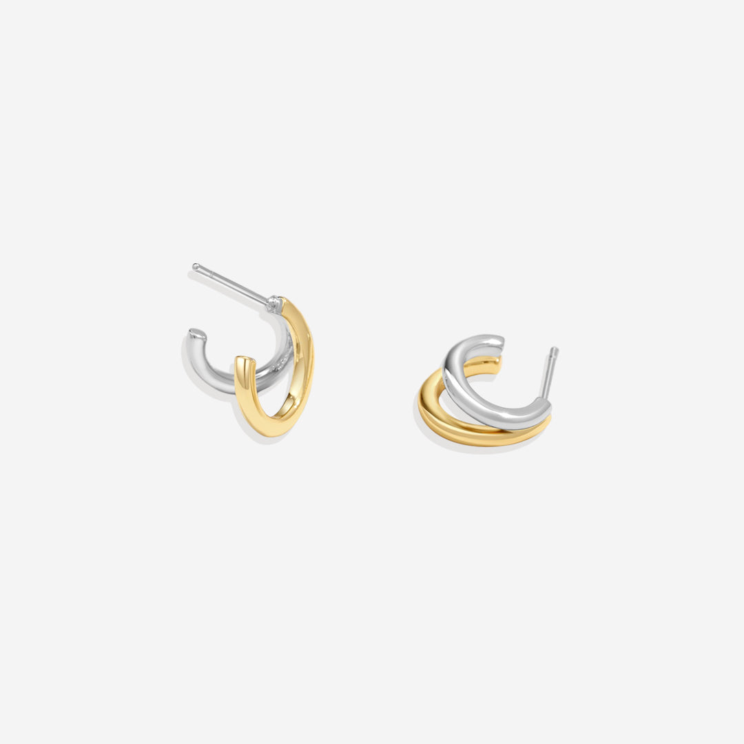 Mixed Metal Double Hoop Earrings