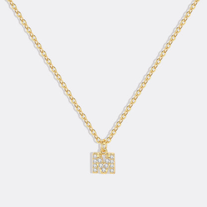 Gold Pavé Uppercase Initial Necklace