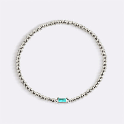 Sterling Silver Beaded Birthstone Bracelet