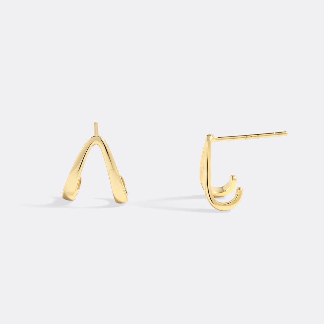 Gold Wishbone Huggie Earrings