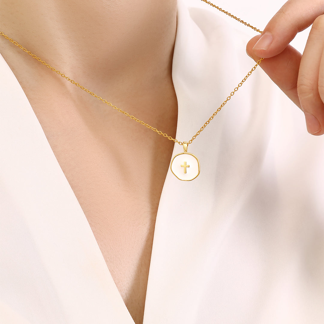 Minimalist Enamel Cross Pendant