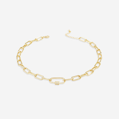 Link Chain Necklace with Pave Carabiner