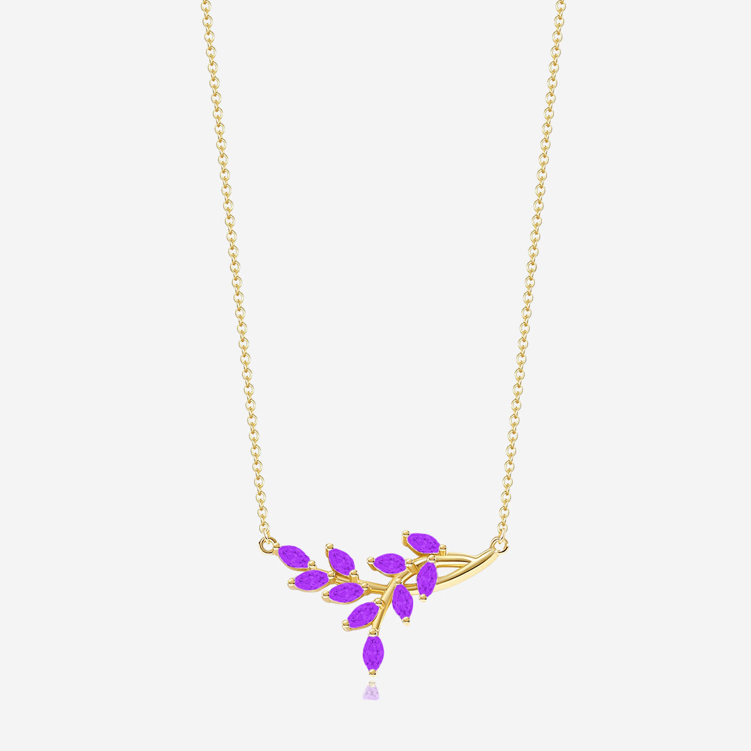 Birthstone Leaf Pendant Necklace