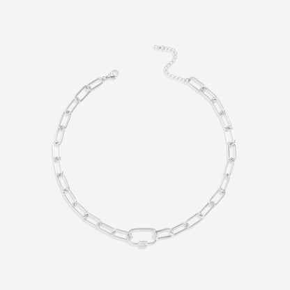 Link Chain Necklace with Pave Carabiner