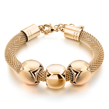 Tri-Tone Cube Charm Mesh Bracelet
