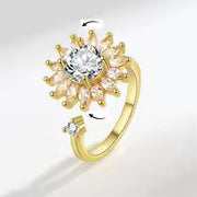 Anillo de flores de cristal de oro y plata