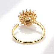 Anillo de flores de cristal de oro y plata